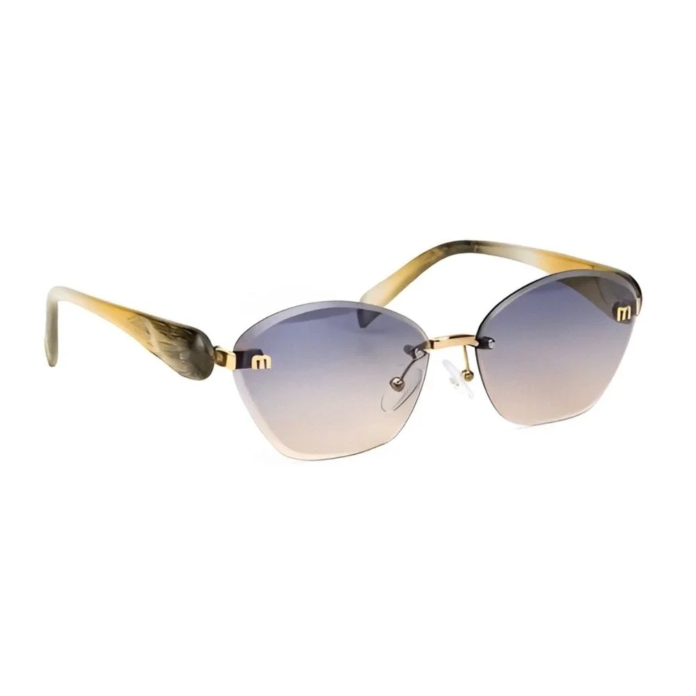Rimless Butterfly‎ Gradient Sunglasses Gold Hardware Marbled Amber Lentes Gafas